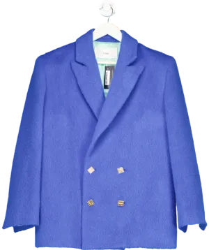 Yomi Blue Longline Double Breasted Blazer UK S/M